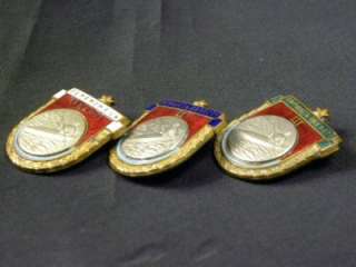 Set of 3 Soviet Russian Ukrainian 1950s Enameled Sport Badges