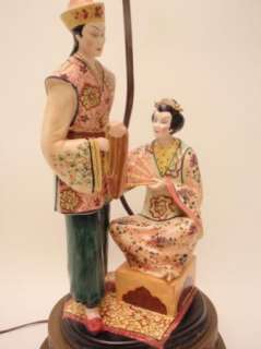 Magnificent Chinese 36 Antique Hand Painted Figural Lamp  