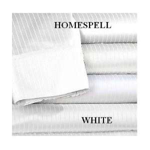   1000 Thread Count Sateen PinStripe 4 Pc Comforter Set   White Full