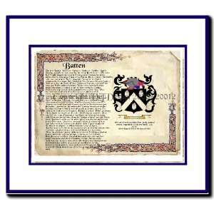  Batten Coat of Arms/ Family History Wood Framed