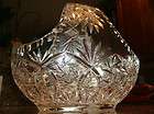 Lausitzer Cut Crystal Glass Brides Basket Sunburst Star Pinwheel 