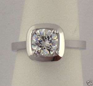 1CT CUSHION CUT CZ SOLITAIRE RING 14K WHITE GOLD NEW  