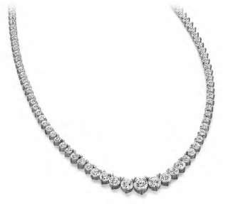 18.10 carat Round Diamond Graduated Tennis Necklace 14k  