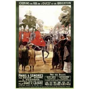 11x 14 Poster. Paris to London, Chemins de Fer Poster. Decor with 
