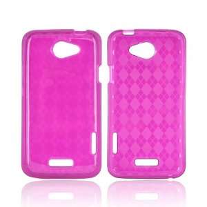  For HTC One X Argyle Purple Crystal Gel TPU Silicone Skin 