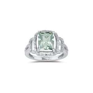  0.29 Cts Diamond & 1.74 Cts Green Amethyst Ring in 14K 