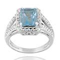 Glitzy Rocks Sterling Silver Blue Topaz and CZ Ring  Overstock