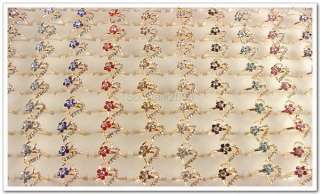 Wholesale Lots of 50PCS Heart Flowers Gold Plated Rhinestone Crystal 