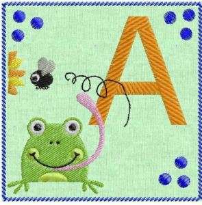 Frog n Fly Monogram CHILD MACHINE EMBROIDERY DESIGNS  