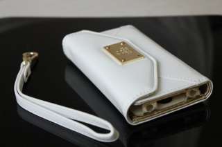 NEW White Luxury Designer Leather Wallet style Case Cover Apple Iphone 