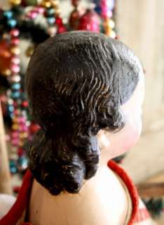 1850s Long Haired Brown Eyed 28 Papier Mache Doll   