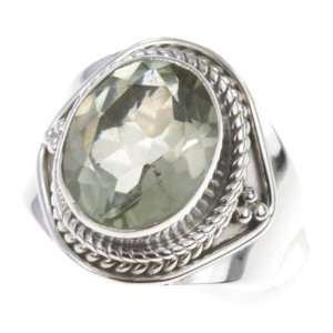    925 Sterling Silver GREEN AMETHYST Ring, Size 7.25, 6.05g Jewelry