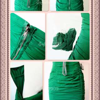 NEW Forever 21 Green Chiffon Ruched Fitted Exposed Zipper Back 