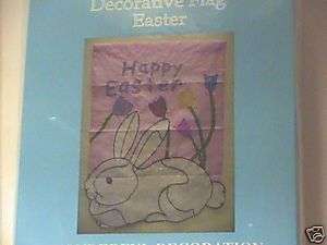 LOVELY EASTER HOLIDAY RABBIT AND TULIPS BANNER FLAG  