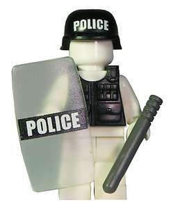 Set Minifigure Riot Gear   Police Helmet, Swat Vest & Shield, Night 