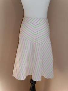 Ann Taylor LOFT Sz 12 Cute Stripped Pastel A Line Skirt  