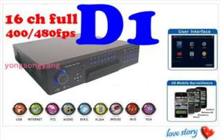 16CH DVR Standalone Full D1 Realtime 480FPS support 16TB HDD &3G/WIFI 