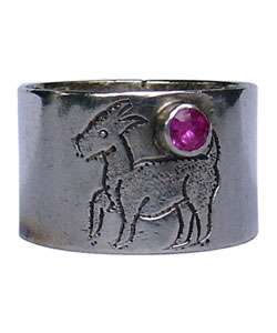   Silver Billy Goat Ring with Tourmaline (Nepal)  