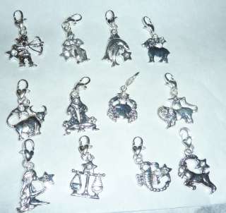 Signs of the Zodiac Charms w/ Crystal   Clip 0n & European Styles 