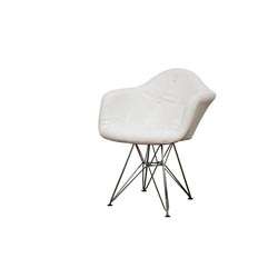Lia White Tufted Faux Leather Arm Chair  