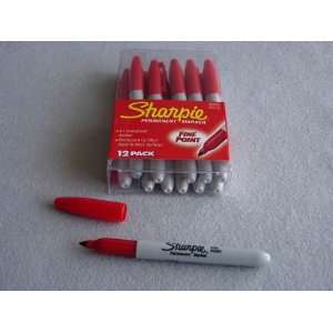  Sanford Sharpie Permanent Marker   Fine Tip, Red (12 per 