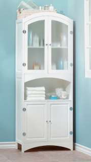 Linen Cabinet classic design wood veiled glass doors  