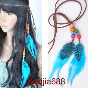 1pcs Real Feather Bohemian Headband Hair Extensions Necklace PP91 