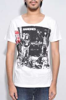 Ramones Sheena is a punk rocker Wide Neck Light Cream T Shirt  