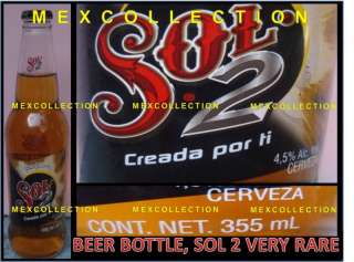 BOTTLE BEER SOL 2, NEW ITEM VERY RARE FROM MEXICO GLASS  