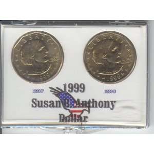  1999 P D SUSAN B ANTHONY DOLLARS 2 COIN SET Everything 