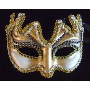 Venetian Eye Mask Copper & White Mardi Masquerade Halloween Costume