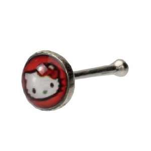    Sterling Silver Cute Red Hello Kitty Nose Ring: Home & Kitchen