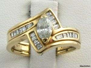   Marquise Diamond Wedding Engagement Unique Set Ring   14k Gold s6