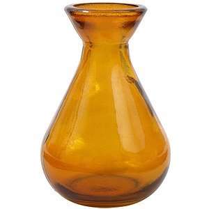  4 1/4 Glass Dark Amber Teardrop Vase, Short, Medium 