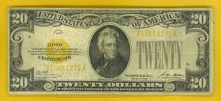 1928 $20 United States GOLD SEAL GOLD CERTIFICATE   SOLID NOTE  