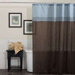 Lush Decor Geometrica Shower Curtain in Blue / Chocolate 