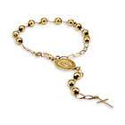 VistaBella 14k Solid Gold Cross Religious Beaded Rosary Bracelet