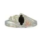 Black Hills Gold Marquise Shaped Onyx Tricolor Sterling Silver Ring