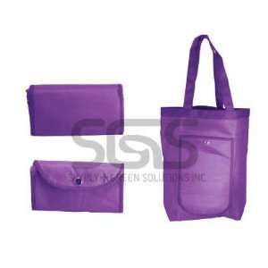 Foldable Pouch Reusable Grocery Bag 10 Pack   Deep Purple  
