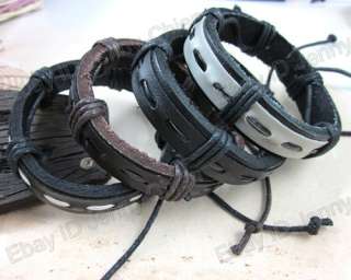 Wholesale B/W knitted Genuine Leather Bracelet 10PCS  