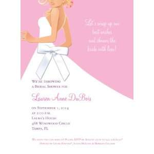  Bridal Side Pink Blonde with White Ribbon Invitations 