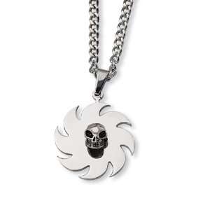  Stainless Steel Saw Blade and Skull Necklace Jewelry