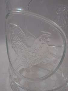 Vintage Rooster Farmhouse Clear Glass Canister Jar Container Chicken 