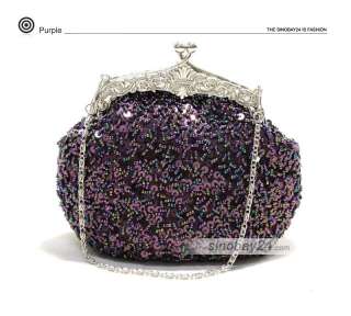 T16002 Womens Luxury Evening Bags Stain Beads Sequins Multicolor 
