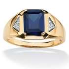   Jewelry 18k Gold/Silver Mens Lab Created Sapphire Ring   Size 10