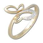 Jewelry Adviser Butterfly Lightweight Yellow Gold Diamond Ring