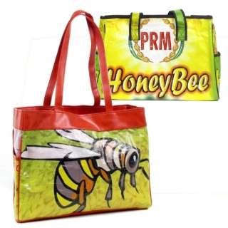 Eco Recycled Rice Bag Honey Bee Tote Shopper Book Gym  