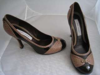 Marc Jacobs Collection Dark Brown Patent Two Tone Pumps 38 NWOB  