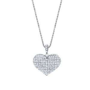  1.35CT Diamond Heart Pendant in 5.6GR of 14K White Gold Jewelry