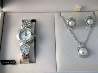 Gold Coast Silver Plated Watch, Necklace & Earrings Set  NIB  